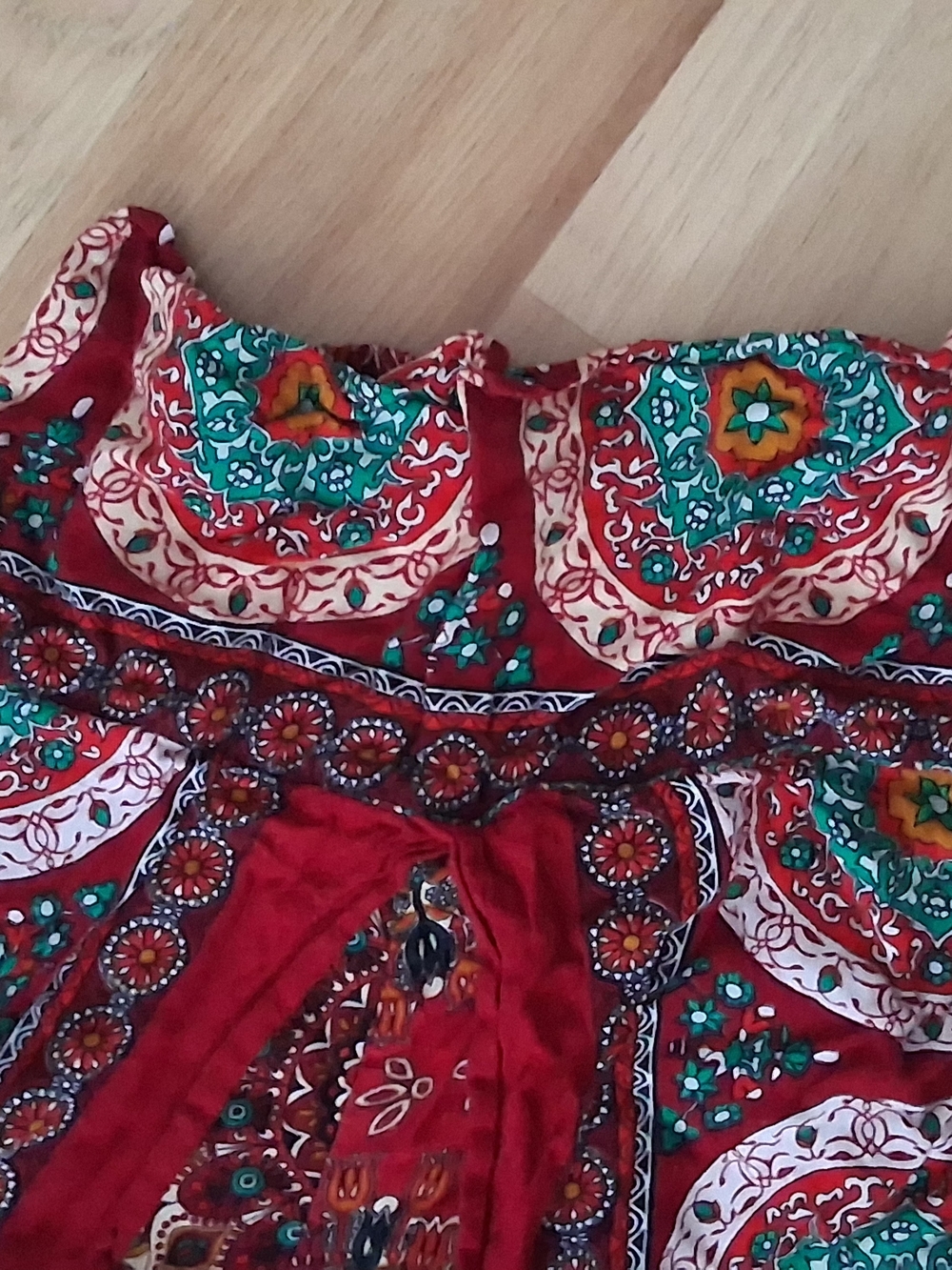 Trop Belle Pour Toi Montréal Boho Wide Leg Palazzo Pants Red Paisley S - Picture 8 of 10